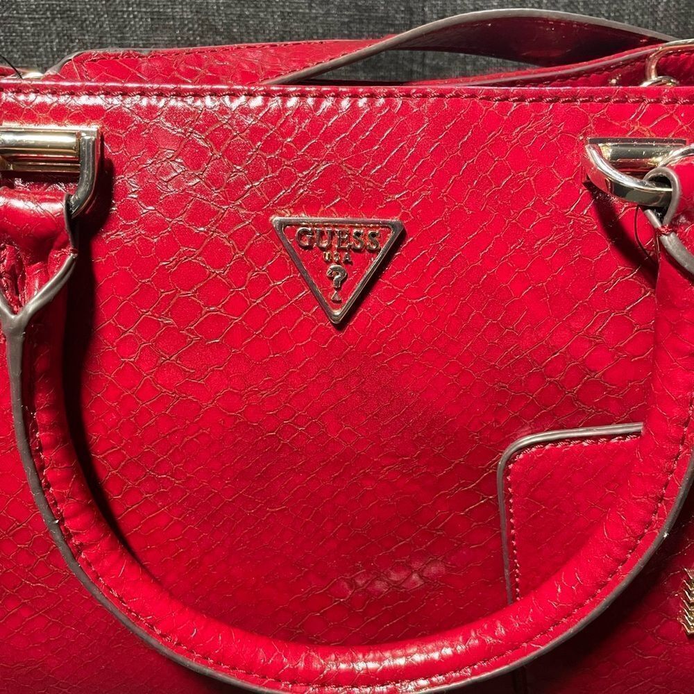 Red Guess Python Moonlight Handbag - Picture 2 of 7
